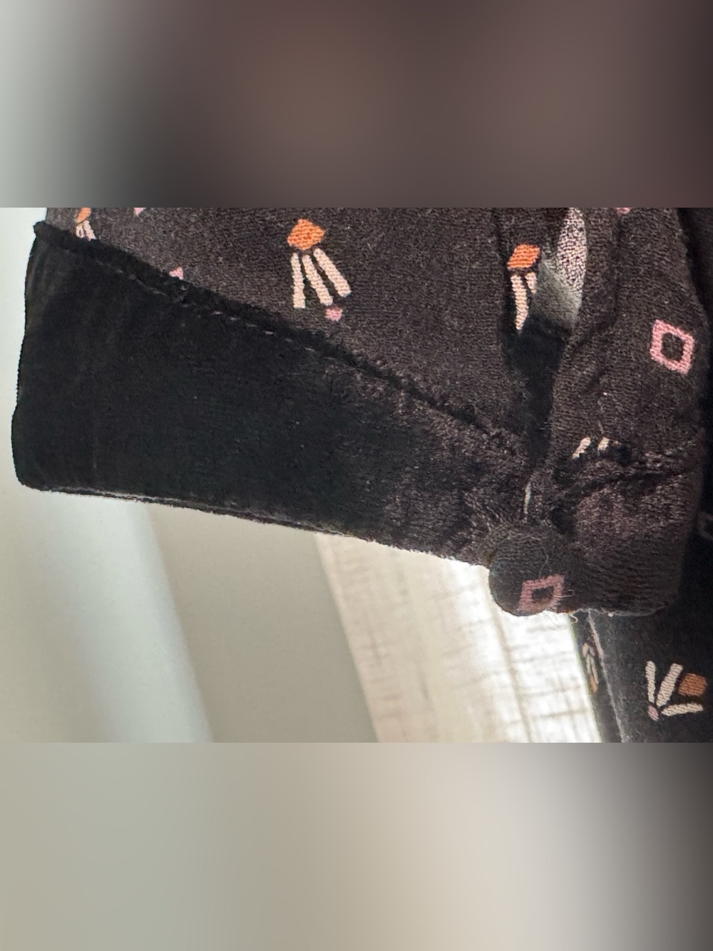Free People Sweet Delfina Black Mini Dress, Lace Collar & Velvet Trim - Sz M - Picture 7 of 11
